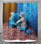 Feathery Fern Fronds Shower Curtain with intricate fern design.